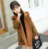 Girls deer suede jacket plus velvet thickening foreign air princess autumn and winter clothing