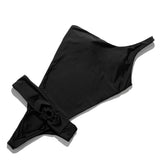 Bikini Women's Solid One-Shoulder Belt Strap Sexy One-Piece