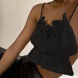 Sleeveless Small Sling Wrap Top With Open Back And Navel