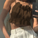 Sleeveless Small Sling Wrap Top With Open Back And Navel