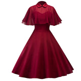 Womens cape shawl two-piece doll collar dress