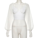 Women's gauze lantern long sleeve dress