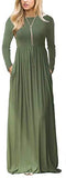 Women's Plaid Long Sleeve Empire Waist Full Length Maxi Dress with Pockets