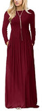 Women's Plaid Long Sleeve Empire Waist Full Length Maxi Dress with Pockets