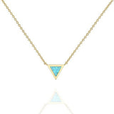 PAVOI 14K Yellow Gold Plated Triangle Created Green Opal Necklace
