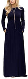 Women's Plaid Long Sleeve Empire Waist Full Length Maxi Dress with Pockets