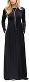 Women's Plaid Long Sleeve Empire Waist Full Length Maxi Dress with Pockets