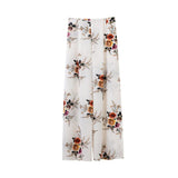 Summer large size women's chiffon printing split loose wide leg pants