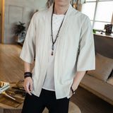 Summer men's Chinese style cotton and linen solid trend shirt