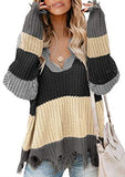 Womens V Neck Cotton Knit Pullover Sweater Solid Lightweight Oversized Long Sleeve