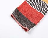 Women's Striped Printed Open Front Draped Kimono Loose Cardigan Red X-Large