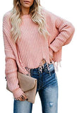 Womens V Neck Cotton Knit Pullover Sweater Solid Lightweight Oversized Long Sleeve