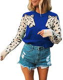 Casual Leopard Printed Patchwork Long Sleeves Knitted Pullover Cropped Sweater