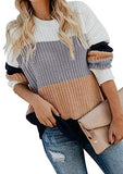 Womens V Neck Cotton Knit Pullover Sweater Solid Lightweight Oversized Long Sleeve