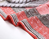 Women's Striped Printed Open Front Draped Kimono Loose Cardigan Red X-Large