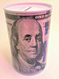 Ben Franklin $100 Bill Tin Coin Saver
