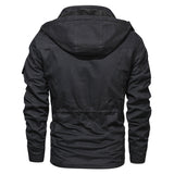Men Winter Warm Thick Fleece Bomber Jacket Military Cotton Cargo Hooded Windbreaker Coat