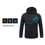 Men Winter Warm USB Heating Waterproof Jackets Smart Thermostat Hooded