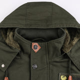 Men Winter Warm Thick Fleece Bomber Jacket Military Cotton Cargo Hooded Windbreaker Coat