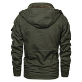 Men Winter Warm Thick Fleece Bomber Jacket Military Cotton Cargo Hooded Windbreaker Coat