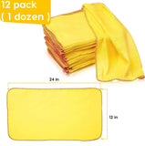 (2 Pack) 6 PCS 100% Pure Cotton Yellow Multi-Purpose Dusters Cleaning Cloths-New