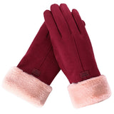 Women's Gloves Autumn Winter Cute Furry Warm Mitts Full Finger Mittens Sport Gloves