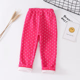 Autumn Winter Baby Girls Leggings Thick Warm Cute Rabbit Kid Plus Velvet Pants Children Solid Trousers