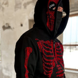 Women's Y2k Fashion Hoodie Skull Rhinestone Zip Up grunge Oversized Sweatshirt