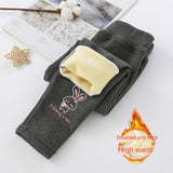 Autumn Winter Baby Girls Leggings Thick Warm Cute Rabbit Kid Plus Velvet Pants Children Solid Trousers