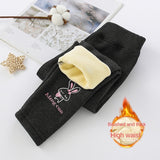 Autumn Winter Baby Girls Leggings Thick Warm Cute Rabbit Kid Plus Velvet Pants Children Solid Trousers