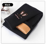 Autumn Winter Baby Girls Leggings Thick Warm Cute Rabbit Kid Plus Velvet Pants Children Solid Trousers