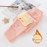 Autumn Winter Baby Girls Leggings Thick Warm Cute Rabbit Kid Plus Velvet Pants Children Solid Trousers