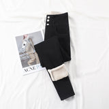 Winter Thick Velvet Women High Waist Skinny Jeans Simple Fleece Warm Slim Fit Stretch Denim Pencil Pants