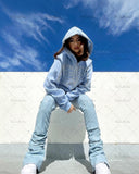 Women's Y2k Fashion Hoodie Skull Rhinestone Zip Up grunge Oversized Sweatshirt