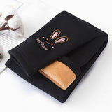 Autumn Winter Baby Girls Leggings Thick Warm Cute Rabbit Kid Plus Velvet Pants Children Solid Trousers