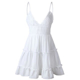 Women Summer Sexy Bow Backless V-neck Mini Beach Dress Sleeveless