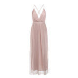 Ladies Fashion Pink Sling Long Dress