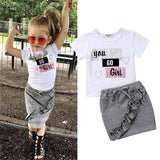 Pudcoco Girl Clothes Summer Kid Cotton Tops T-shirt Short Skirts