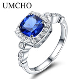 Real S925 Sterling Silver Rings for Women Blue Topaz Ring Gemstone