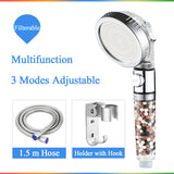 Filter balls  shower head with stop button 3 Modes adjustable shower