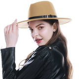 WELROG Black Red  Women Hat Winter Men Jazz Hats Trilby Chapeau Caps