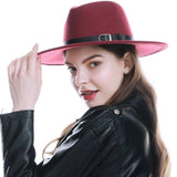 WELROG Black Red  Women Hat Winter Men Jazz Hats Trilby Chapeau Caps