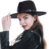 WELROG Black Red  Women Hat Winter Men Jazz Hats Trilby Chapeau Caps