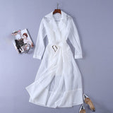 Voile Lace up Windbreaker Dress Women Long Sleeve Feather Pocket