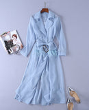 Voile Lace up Windbreaker Dress Women Long Sleeve Feather Pocket