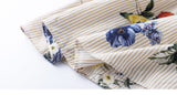 INMAN Summer Elegant Slash Collar Half Sleeve Mid Calf Floral Dress
