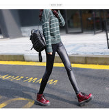 Ladies Winter Warm Thick Velvet Faux Leather Leggings Gothic Legging