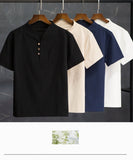 Summer fashion men shirt Man Cotton and linen shirts Short sleeve (Shirt + trousers)