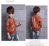 Winter Child Coat Waterproof Baby Girls Boys Leather Jackets