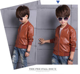 Winter Child Coat Waterproof Baby Girls Boys Leather Jackets